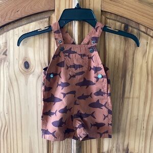 Boys Carter’s orange brown sharks bib shorts size 3 months